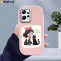 AMORVOR Case for Redmi Note 12 4G Cute Little Girl and Black Cat Back Cover Pattern Luxury Plating Metal Lens Soft Liquid Silicone Case. 