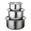 Stock Pots Set with Lids Cooking Stainless Steel Kitchenware Pot 3pcs 250 ml, 500 ml & 700 ml of Milk. 