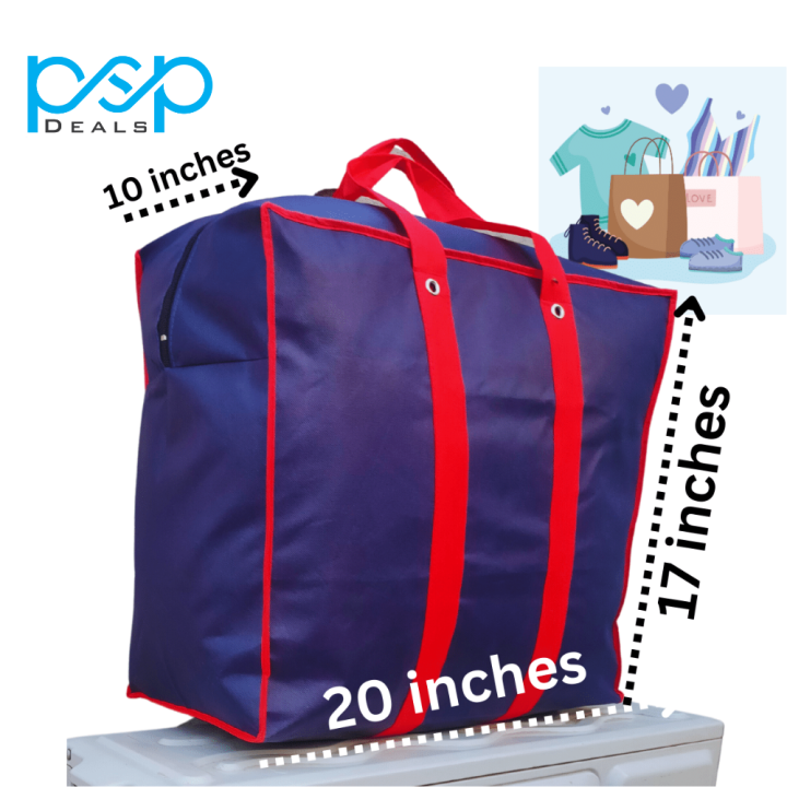 PSP DEALS - High Quality Large Storage Bag 20" x 17" + 10" Clothes Storage Box  Foldable Closet Organizers Storage Containers  with Durable Handles Thick Fabric for BlankeT Comforter Clothing Bedding  Storage Closet Organizer Bag – Water-resistant