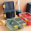 Lunch Box 3 Compartments Japanese Style with Soup Bowl Container, Leak Proof, 3-Grid Lunch Box Microwavable Bento Box. 