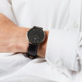 Analog Dial Watch Full Black Leather Straps For Boys. 