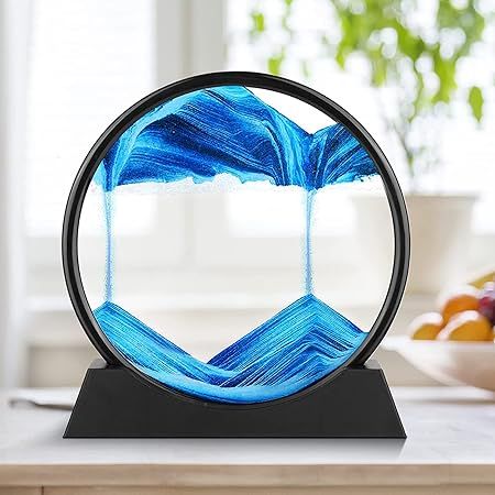 Moving Sand Art Picture, 7 INCH 3D Flowing Sand Painting Dynamic, 3D Natural Landscape Moving Sand Art Painting Ornament, Hourglasses Sand Art Desktop Decor for Home Office Bedroom 2 Ratings