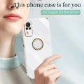 For Vivo Y53s Y51s Y31 Back Cover with Ring Holder Stand Luxury 6D Plating Square Frame Shiny Case Camera Lens Protection Soft Silicone Mobile Phone Cases. 