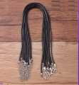 Pack of 2pcs 18'' Black Silk Necklace Cord Chain Cotton Rope with Clasp 2.0mm. 