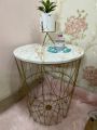 METAL WIRE REMOVABLE WOOD TOP ROUND COFFEE SIDE TABLE STORAGE BASKET TABLE (16 x 16 x 18.5). 