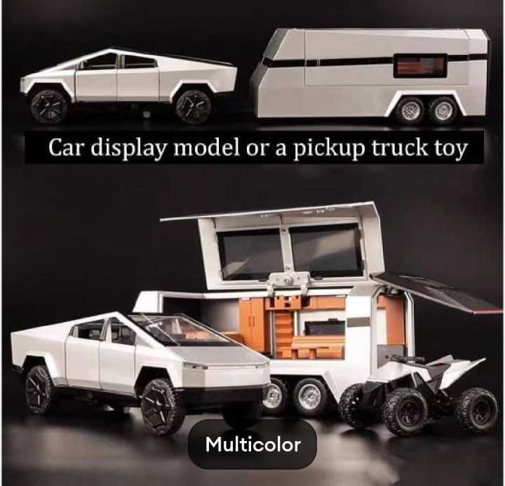 Diecast%20Tesla%20Cyber%20truck%20with%20Quad%20Bike%20and%20%20Pickup%20Trailer%20RV%20Model%20Toy%20with%20Motorcycle%201/32%20-%20Image%207