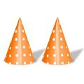 ORANGE POLKA DOT THEME BIRTHDAY CAPS ( PACK OF 10 ORANGE THEME BIRTHDAY CAPS ). 