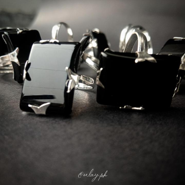 Handmade Lightweight Black Stone Ring For Girls / Women.