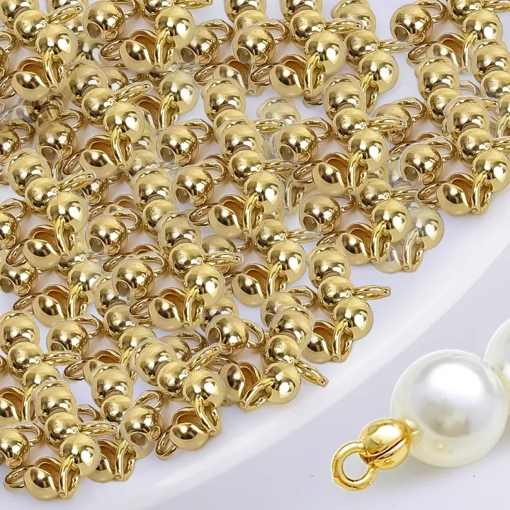 5pcs Cord Ends Clam Shell Bead Tip Ball Chain Connector Crimp End Bead ...