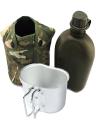 Military Water Bottle Canteen with Cover & Aluminum Cup - 1 Liter. 