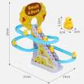 Small Duck Climbing Stairs Toy Electric Ducks Chasing Race Track Game Set, Playful Roller Coaster Toy with 3 Duck LED Flashing Lights & Music Button, Fun Duck Stair Climbing Toy for Toddlers and Kids. 
