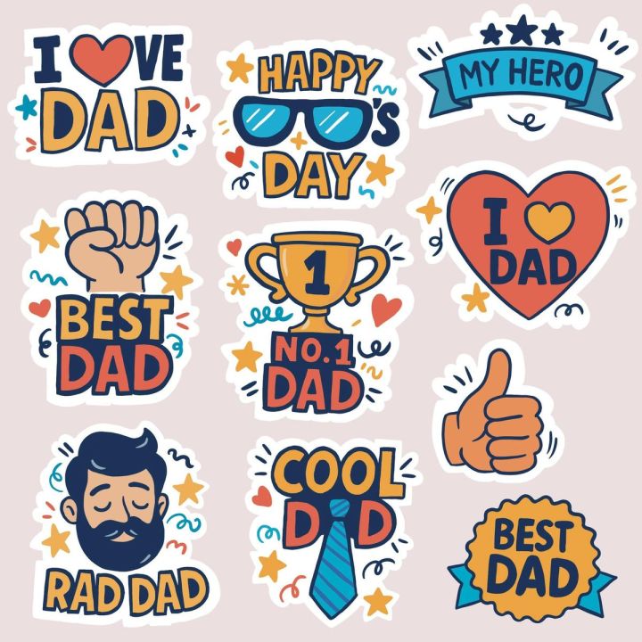 Father's Day Stickers I Love Dad & Best Dad Decals Happy Father's Day ...