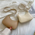 Women's Fashion Handbags Retro Solid Color PU Leather Shoulder Underarm Bag. 