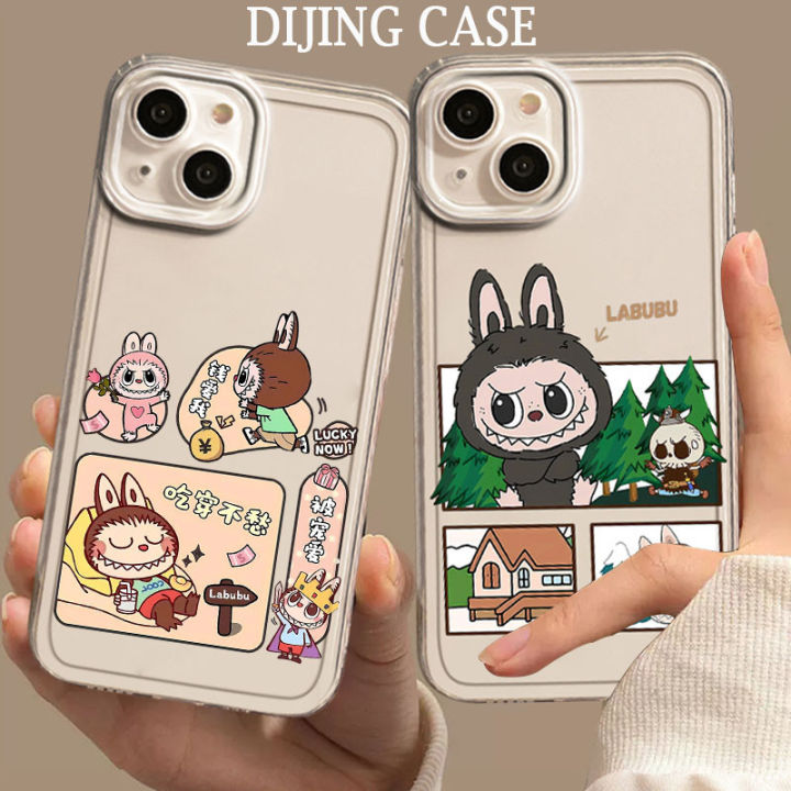 Labubu quilt pet couple cartoon transparent anime men women Dijing phone case suitable for iPhone 15Promax 14 13pro 11pro 12 8plus7 XR xsmax