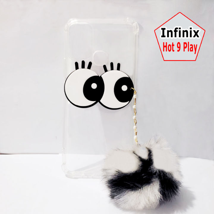 Infinix%20Hot%209%20Play%20Back%20Cover%20Case%20-%20Girls%20Fancy%20Case%20-%202Gud%20Ladies%20Mobile%20Cover%20Case%20Pouch%20&%20Fluffy%20Wool%20Pom%20Pom%20Eyes%20-%20Hot9%20Play%20Anti%20Shock%20Corner%20Bumper%20Air%20Bag%20Soft%20-%20Black%20White%20Ball%20-%20Image%202