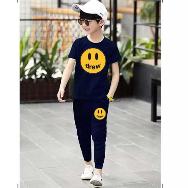 Navy Blue Summer Tracksuits For Kids,Junior Tracksuits For kids (Trouser+T-Shirt)