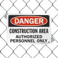 Warning - Construction Area Sign Board, Authorized Personnel Only" Sign | 7" x 10" inch Printed Black/Red on White. 