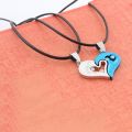 1 Pair Couple Heart Shape Necklace For Women Men I Love Unisex Pendant Choker Statement Long Necklaces Jewelry. 