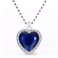 Exquisite Heart Pendant Necklace For Women Titanic Heart Of Ocean Blue Heart "my Heart Will Go On" Necklace Velvet Bag. 