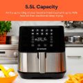 Nutricook Air Fryer 2, 1700 Watts, Digital Control Panel Display, 10 Preset Programs With Built-In Preheat Function, 5.5 Liters, Brush Stainless Steel/Black, Af205. 