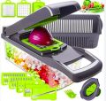 Vegetable Chopper cutter Slicer Multifunctional 14 in 1 Food Choppers Onion Chopper Vegetable Slicer Cutter Dicer Veggie Chopper with 8 Blades, Colander Basket, Container for Salad Potato Carrot Garlic. 