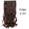 Hair Extension Natural Brown 29 Inch - Curly 5 Clips In Hair Extension For Her. 