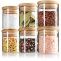 200ml Small Clear Glass Jar with Bamboo Silicone Sealed Lid (6 Pack) Nuts Spice or Kitchen Storage. 