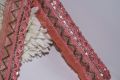 1.5 Gazz / Fancy Tissue Lace with zig zag design embroidery and sequins/Laces for clothes/for ladies kurtis , trousers and dupattas. 
