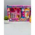 Mini Doll House Set For Girls Lovely Pink Doll House For Girls - Pink Color Dollhouse Furniture Set. 