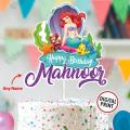 Personalised Digital Cake Topper Little Mermaid Theme topper for Birthday Party Celebration & Cake Decoration. 
