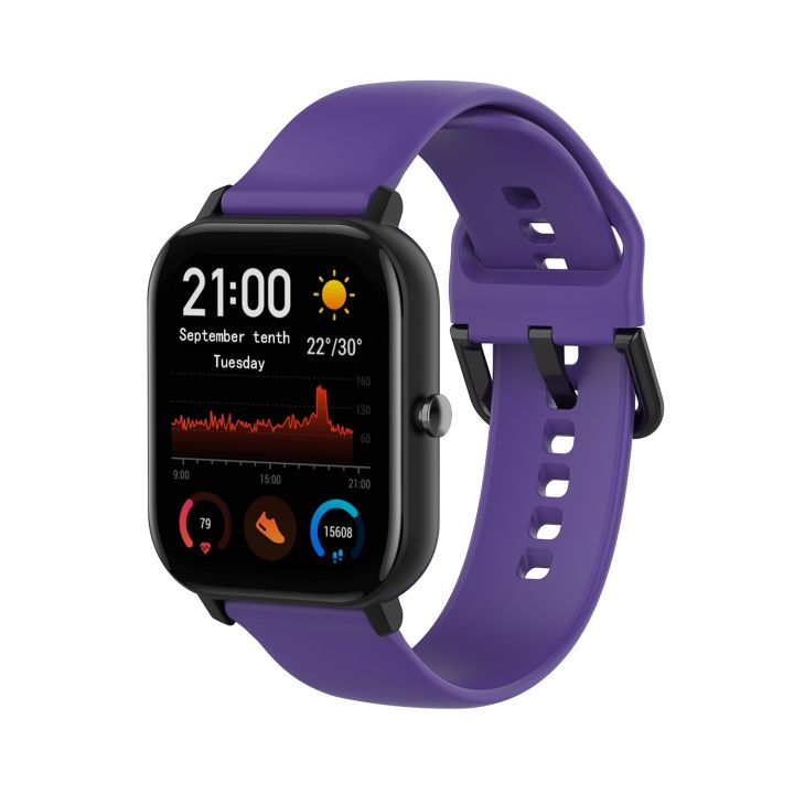 For Amazfit GTS4 Mini Solid Color Soft Silicone Watch Band, Size:Large Size