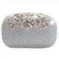 New 2024 Luxury Diamond Silver clutches wedding evening purse Bling Fashion Flower rhinestone clasp clutch bag purse. 
