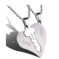 I Love You Stainless Steel Silver Pendant For Women - 2 Pcs. 