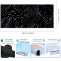 black Topographic Mousepad Extended Game Mousepad Large Gaming Mousepad Stitched Edge Deskpad. 