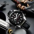 Top Brand  Men Watch MEGIR 2065 Men Quartz Watch  Creative  Leather Chronograph Army Military Sport Watches Clock. 