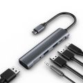 5 in 1 USB-C Hub Adapter, 3.5mm Audio Jack USB 2.0 3.0 Type C 60W PD Docking Station for Laptop Desktop,QC521. 
