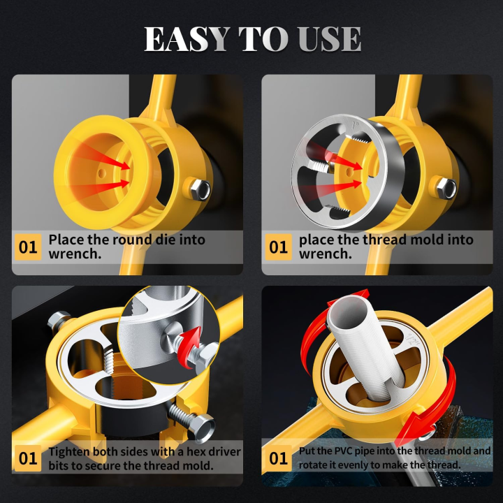 Thread Maker Npt PVC Thread Maker Tool Set 6pcs | Manual Pipe Threader 1/2