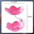 Wall- Mounted Drain Soap Box Double Layer Flower Shaped Soap Tray Removable Soap Dish Non- Slip Storage Self- Adhesive Bathroom Accessories. 