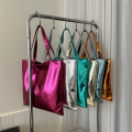 New Chic Large Handbag Women Shopping Shoulder Bag Simple PU Leather Totes Bags Shiny Casual Female Purse Girls Clutch Party Bag. 