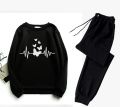 Winter Suit Butterfly and Heart Printed Fleece Tracksuit Sweatshirt and Trousers For Women and Girls - Fashionable and Cool Women's Tracksuit. 