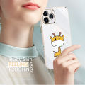 Hontinga for Infinix Note 11 Pro / Note 11S Back Cover（Free Lanyard）Luxury 6D Plating Cartoon Giraffy Side Pattern Case Soft Silicone Square Phone Cases. 