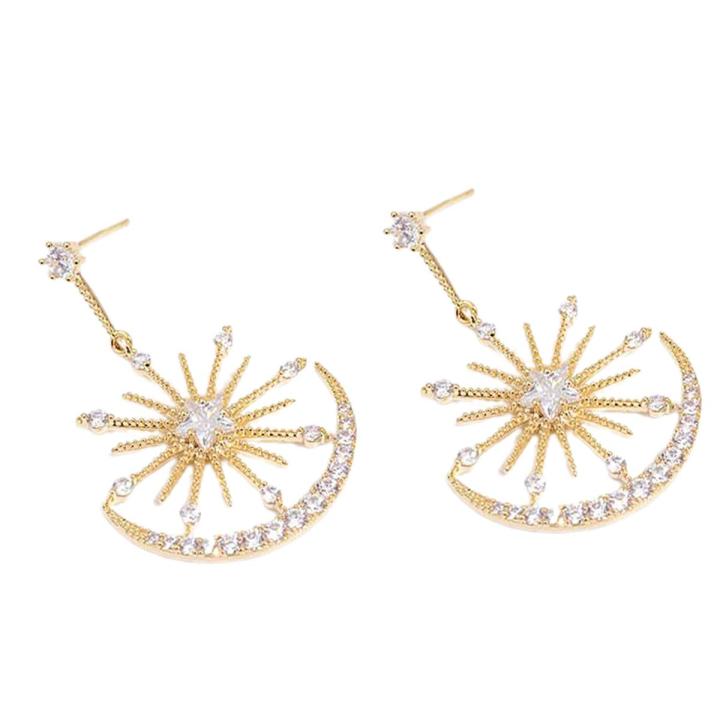 Star Moon Earrings Unique Beautiful Korean Japanese Style Earrings