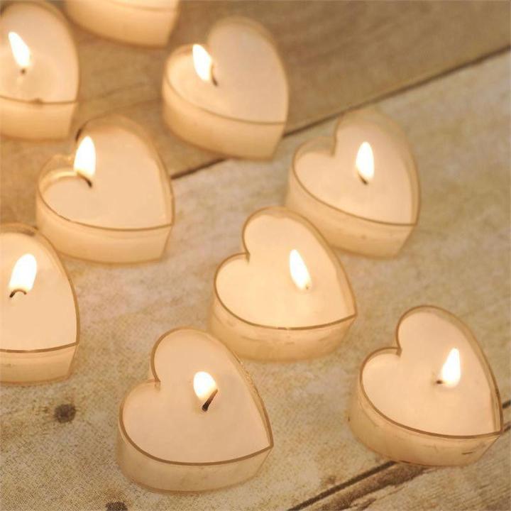20 White Heart Shaped Tea Light Candles Pack - Heart Candles Pack For Birthday & Anniversary Decoration - Heart Shape Candles For Couples Room Decoration