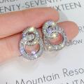 Huitan Dazzling Crystal Zircon Shape 8 Women Stud Earring Fashion Jewelry Wedding Party Office Lady Versatile Earrings. 
