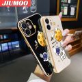 JIUMOO For IPhone 12 Case Cartoon Astronaut Nasa Side Design Phone Case Square Edge Pattern Silicone Softcase Luxury Plating Casing Full Cover Camera Shockproof Protection Cases. 