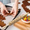 Christmas Rolling Pin Wooden Rolling Pin with Patterns Holiday Cookies Roller Embossing Rolling Pin. 