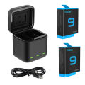 3-channel USB charger with c-cable for GoPro hero 9 black, fully compatible with Go Pro 9 camera Safe Charging with Multi-Protection brand new and high quality. 