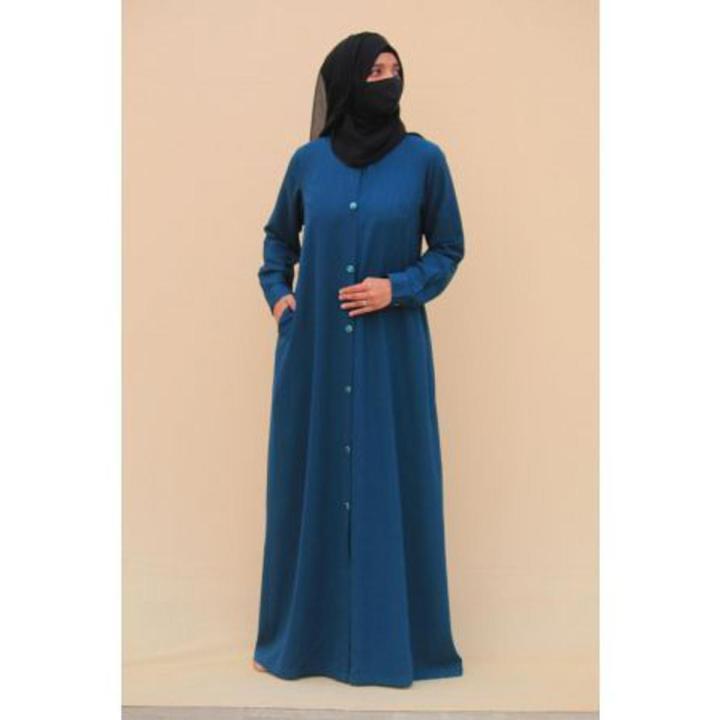 Women's Classic Front-Open Kaftan Abaya Dress - Soft Matte Nida Fabric, Elastic Sleeves, Loose Fit - View #14