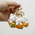 New Cute Cotton Wool Radish Rabbit Keychain Cartoon Hand-crocheted Key Ring Women Girl Lovely Bag Car Pendant Creative Gifts. 
