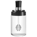 Multipurpose Glass Spice Jar Set - Kitchen Seasoning Bottle with Spoon, Brush, and Honey Dipper Lid, Elegant Design, Durable. 